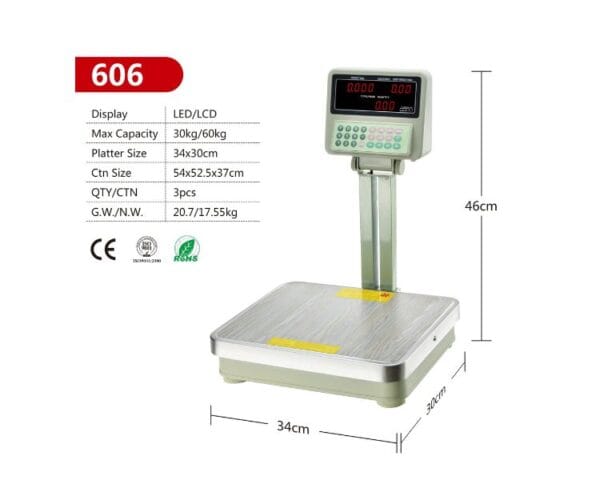 Cân bàn tính giá tiền 30kg, 60kg