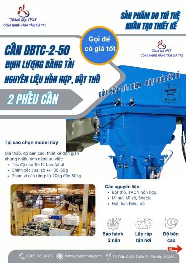Cân Đóng Bao Chuyên Bột Tốc độ Cao DBTC-2-50
